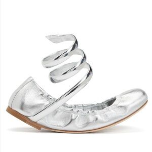 Rene Caovilla Silver Spiral Ballet Flats